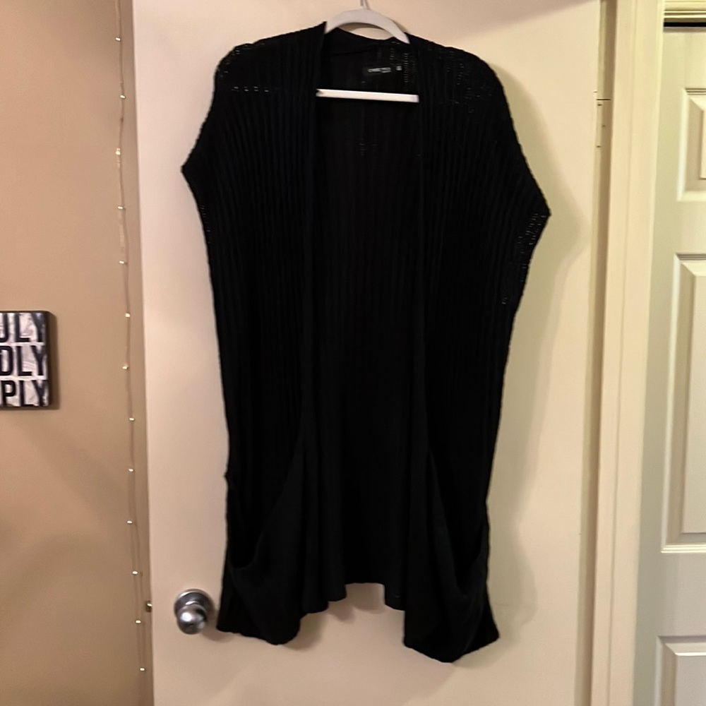C’est Moi Knit long loose knit Sleeveless Cardigan,with pockets !
